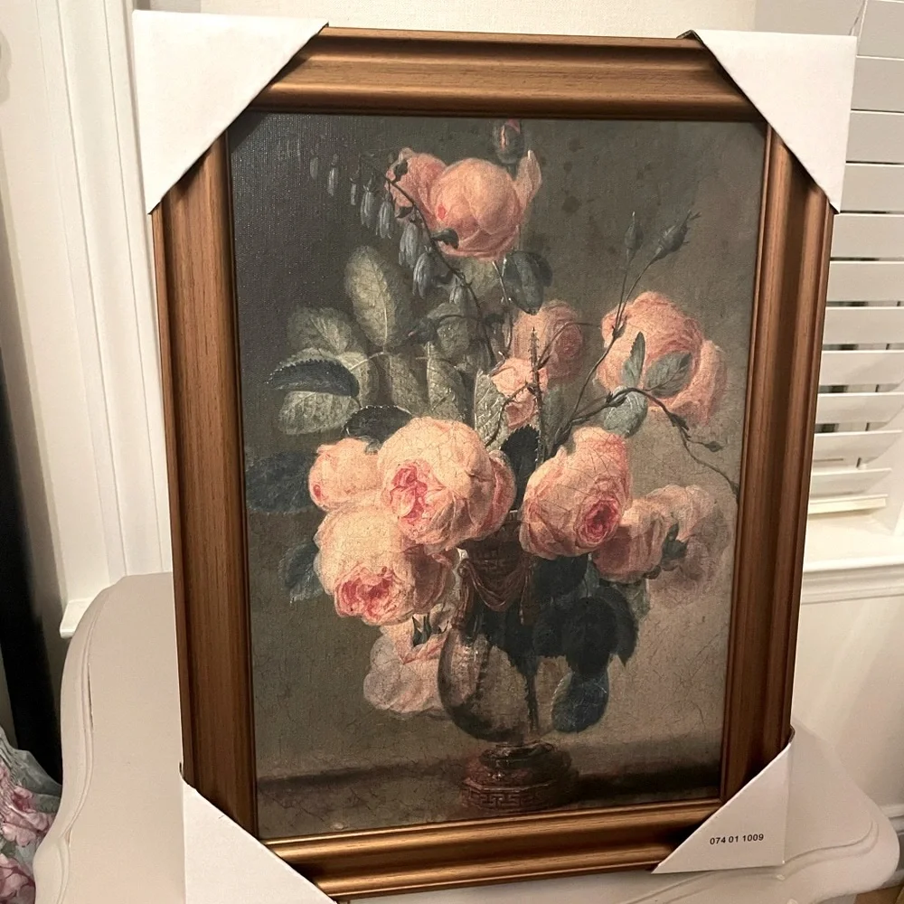 12”x 16” ANTQUE FLORAL NEW Framed CNVS Threshold for Target Wall Art